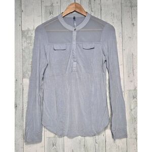 Karen Millen Icy Blue Sheer Shoulder Top Sz. 6